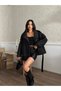 Women's Stand Collar Double Button Belted Short Cashmere Coat - 5