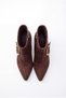 Women's Brown Suede 7 cm Heeled Buckle Winter Boots Dama - 3