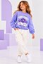 Girl's Lilac Printed Crop Sweatshirt – 100% Cotton, Comfortable and Modern Design - 2