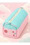 Kawaii Soft Ribbon House Pattern Multi-Compartment Pencil Case – Large Capacity Zippered Organizer Pen Holder
