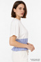 Crew Neck Short Sleeve T-Shirt with Striped Waist and Rubber Detail - 3