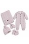 Welsoft Lined Baby Knitwear Jumpsuit Blanket Set with Gloves, Pompom Hat and Booties - Complete Set Hospital Release - 2