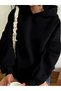 Women's Floral Patterned Oversize Hoodie with God Is Good Written Dtf Back Print Sweatshirt - 2