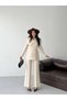 Women's Asymmetrical Collar Gold Buttoned Jacket and Pants Set - 4