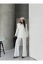 Women's Asymmetrical Collar Gold Buttoned Jacket and Pants Set