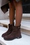 Fonte Women's Brown Genuine Suede Leather Zippered Boots - 6