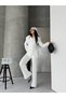 Women's Asymmetrical Collar Gold Buttoned Jacket and Pants Set - 4