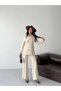 Women's Asymmetrical Collar Gold Buttoned Jacket and Pants Set - 3