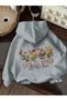 Women's Floral Patterned Oversize Hoodie with God Is Good Written Dtf Back Print Sweatshirt