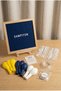 Yellow Navy Blue Fan Decoration Mini Set Dark Blue Felt Writing Board Stand Balloon Chain Fan Birthday Set - 3