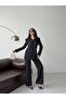Women's Asymmetrical Collar Gold Buttoned Jacket and Pants Set - 5