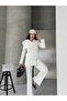 Women's Asymmetrical Collar Gold Buttoned Jacket and Pants Set - 2