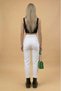 White High Waist Mom Jean Boyfriend Denim Women's Power Lycra Gathering Jeans Premium - 3