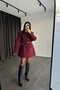 Burgundy Oversize Belted Lined Cashmere Jacket - 5