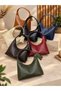 Women's Pu Leather Shopper Hand and Shoulder Bag with Pockets - Soft Form Vintage Model - 2