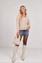 Women's Beige Stylish Heart Embroidered Buttoned Knitwear Cardigan (S/M) - 3