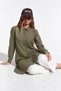 Women's Long Sleeve Tunic Casual Buttoned Khaki Shirt - 4