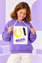 Girl's Lilac Hooded Printed Sweatshirt 70% Cotton Casual Sports Top