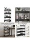 4-Tier Rolling Cart Mobile Metal Frame Organiser Rack, Black - 5