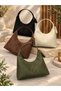 Women's Suede Pocket Shopper Hand and Shoulder Bag - Soft Form Vintage Model - 2