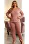 Plus Size 100% Cotton Long Sleeve Women's Pajama Set Dried Rose