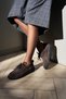 Alisa Women's Smoke Black Suede Lace-Up Loafer Shoes - 3