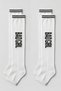 2 Pairs of Bad Girl Written Striped Above-Knee Women's Socks