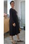 Black Knee-Length Front and Back Gathered Bust-Length Long-Sleeved Combed Viscose Dress - 3