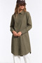 Women's Long Sleeve Tunic Casual Buttoned Khaki Shirt - 2