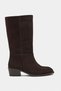 Meyro Bitter Brown Genuine Suede Pointed Toe Thick Heel Women's Ankle Boots - 5