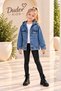Girl's Hooded Embroidered Blue Denim Jacket-Denim Jacket/Denim Coat-Denim Coat-Holiday Wear - 3