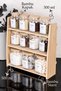 3-Tier Spice Rack Set Storage Container Organizer 11-Piece Glass Spice Jar Set with Bamboo Stand 300ml Bamboo Lid Tea Salt Sugar Jar Set - 2