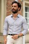 Men's Long Sleeve Classic Collar Gray Shirt