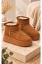 Papuç Sepeti 5446 Women's Furry Mini Ankle Length High Sole Suede Boots - 4