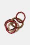 Set of 5 Elastic Bracelets with Crystal Beads in Burgundy, Gold and Champagne Tones - 2