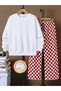Pek-Şik Moda Boy's Letter Printed Sweatshirt with Checked Pants Set - 4