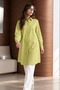 Women's Collared Plain Long Seasonal F.Green Shirt - 6