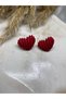 Red and Blue Color Line Textured Heart Shaped Stylish Women's Earrings - 2
