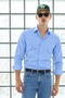 Men's Classic Collar Long Sleeve Casual Blue Shirt