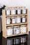 3-Tier Spice Rack Set Storage Container Organizer 11-Piece Glass Spice Jar Set with Bamboo Stand 300ml Bamboo Lid Tea Salt Sugar Jar Set - 5