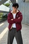 Men's Hooded Full-Pocket Winter Casual Burgundy Fur Raincoat - 5