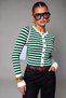 Women's Crew-Neck Striped Cardigan - 2