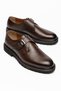 Men's Brown Genuine Leather Single Buckle Monk Strap Classic Shoes
