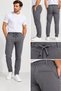 Men's Jogger Striped Trousers with Front Pockets, Zipper and Buttoned Back Pockets, Regular Fit
