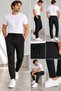 Men's Jogger Striped Trousers with Front Pockets, Zipper and Buttoned Back Pockets, Regular Fit