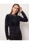 Women's Stylish Knit Sweater with Stone Embellishments on the Collar and Soft Texture