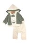 Baby Boy Newborn 0-3-6-9 Months Hooded Cardigan, Bow Tie, Elephant Embroidered 3-Piece Stylish Set - 2