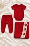 100% Cotton Strawberry Motif Lace Detailed 7-Piece Baby Girl Hospital Discharge Set with Blanket Newborn Jewelry - 3