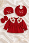 100% Cotton Strawberry Motif Lace Detailed 7-Piece Baby Girl Hospital Discharge Set with Blanket Newborn Jewelry - 2
