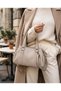 Beige Soft Leather Women's Clutch Bag and Shoulder Bag, 3-Compartment Casual-Chic Bag HB006